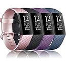 Vancle Bands Compatible with Fitbit Charge 4 / Charge 3 / Charge 3 SE Bands, Classic Soft Replacement Wristband Sport Strap for Fitbit Charge 4 and Charge 3 Charge 3 SE Fitness Activity Tracker Women Men Small Large(001, 4PCS(Rose Gold+Purple+Navy Blue+Black), Small)
