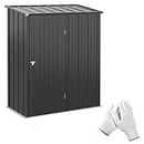 Outsunny 5' x 3' Outdoor Storage Shed, Steel Garden Shed with Single Lockable Door, Tool Storage House for Backyard, Patio, Lawn, Charcoal Grey