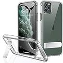 JETech Case for iPhone 11 Pro Max 6.5-Inch with Stand, Support Wireless Charging, Slim Shockproof Bumper Phone Cover, 3-Way Metal Kickstand (Clear)