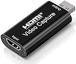 4K HDMI Video Capture Card, Cam Link Card Game Capture Card Audio Capture Adapter HDMI to USB 2.0 Record Capture Device for Streaming, Live Broadcasting, Video Conference, Teaching, Gaming(Black)