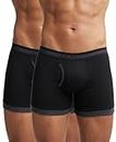 Jockey Men's Super Combed Cotton Rib Solid Boxer Brief with Stay Fresh Properties (Pack of 2)_Style_1017_Black & Black Melange_L