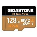 Gigastone 4K Game Turbo 128GB MicroSDXC Speicherkarte und SD Adapter mit A2 App-Leistung bis zu 100/50 MB/s, Kompatibel mit Switch, UHS-I U3 Klasse 10 (5 Jahre kostenlose Datenwiederherstellung)