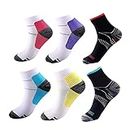Compression Socks Plantar Fasciitis Sock for Women and Men, 6 Pairs Arch Support Low Cut Running Gym Sport Hiking Cycling Travel Nurses Compression Foot Socks (L-XL, Assorted4)