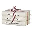 RAZ Imports Set of 3 Stacked Books 8" - 3 Christmas Books Tied with Red and White Ribbon