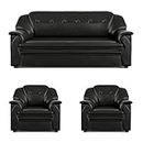 Sekar Lifestyle Polyurethane Series Leatherette Sofa Set for Living Room (Black, 3+1+1 Seater) Standard Sofa