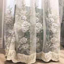 European Luxury Rose Flower Embossed Embroidery Sheer Tulle Curtains Room Drapes