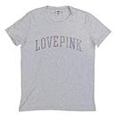 Victoria's Secret Pink Short Sleeve T-Shirt, Light Gray Rainbow Rhinestones, X-Small