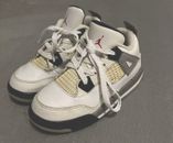 Air Jordan Shoes Size 10C Little Kids Sneakers Retro 4 Grey Cement Basketball