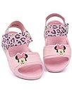 Disney Minnie Mouse Kids Sandals | Girls Pink Sliders with Supportive Strap | Leopard Print Summer Pool & Play Shoes for Toddlers | Slip-on Beach Footwear | Fun Merchandise Gift for Children