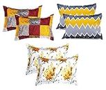 BSB Home Cotton 120 TC Pillow Cover, 6 Pieces - King, Multicolor