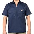 Ben Davis Kurzärmeliges Hemd mit halbem Reißverschluss, Marineblau, XX-Large