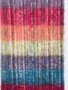 Pier 1 Rainbow Hued Striped Fuzzy Throw Blanket with Fringe Very Soft 60X54"
