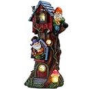 TERESA'S Collections 14.8" Tall Large Garden Statues Gnome Treehouse with Solar Outdoor Light, Garden Sculptures Statues Figurines Resin Lawn Ornaments Patio Yard Decor Gifts for Mom Mother Day