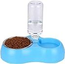DINOS Dual Pets Bowls, Detachable Stainless Steel Dog Bowl with Non-Slip No Spill Base, Pets Food Bowl with Automatic Water Feeder for Small Medium Dogs/Cats.