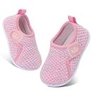 JIASUQI Baby Shoes Boys Girls Breathable Lightweight Sneakers Infant Soft First Walking Shoes for Crawling Walking Running(Pink Purple,6-12 Months)