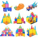 48/78/120 Kids Magnetic Tiles 3D Clear Colour Building Tiles Toy PlaySet STEM