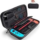 Deruitu Carrying Case for Nintendo Switch Case - Fit Wall Charger AC Adapter - with 20 Game Cartridges Hard Shell Travel Switch Carrying Case Pouch for Nintendo Switch Console & Accessories Black