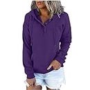 Womens Sweatshirt Fall 2023 Casual Snap Button Drawstring Hoodies Fleece Pullover Long Sleeve Tops Lightweight Pocket, A#35 Dark Blue, Large