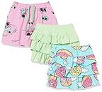 Amazon Essentials Girls' Knitted Ruffle Skort Skirts (Previously Spotted Zebra), Pack of 3, Blue Donut/Mint Green/Pink Fruit, 3 Years