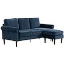 HOMCOM Convertible Sectional Sofa with Reversible Chaise Lounge, Modern Sectional Couch with Wooden Legs, L Shape Corner Sofa for Living Room, Dark Blue