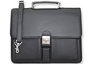 Modern Men's and Women's Document Holder Briefcase Organiser 24 Hours A4 Faux Leather Briefcase Elegant Business Travel Office with Shoulder Strap, ma33 black, Briefcase