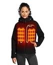 ORORO Women's Slim Fit Heated Jacket with Battery Pack and Detachable Hood (Neutral Black,S)