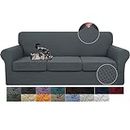 JIVINER Newest 4 Pieces Couch Covers for 3 Cushion Couch Stretch Sofa Slipcover with 3 Seat Cushion Covers Thick Fitted Couch Cover for Pet Dogs Furniture Protector (Sofa, Dark Gray)