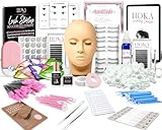 Lash Eyelash Extension Kit: Professional Mannequin Head Training For Beginners Eyelashes Extensions Practice Cosmetology Esthetician Supplies Tweezers Glue Tools (With Fan)