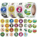 Store2508 Kids Reward Sticker Roll Set Animal Cartoon Design Stickers 1 Inch Diameter 2000 Pcs