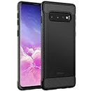 JETech Slim Fit Case Compatible with Samsung Galaxy S10, Thin Phone Cover with Shock-Absorption and Carbon Fiber Design, Black