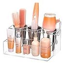 NIUBEE Hair Tool Organizer, Acrylic Hair Dryer and Styling Holder, Bathroom Countertop Blow Dryer Organizer, Vanity Storage Stand for Accessories, Makeup, Toiletries (Clear)
