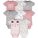 Gerber unisex-baby 8-pack Short Sleeve Onesies Bodysuits, Bear Pink, Newborn