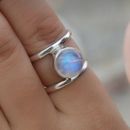 Natural Moonstone Gemstone 925 Sterling Silver Wedding Ring Gift For Her A-1014