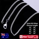 925 Sterling Silver 2mm Classic Curb Chain Necklace For Pendants - NEW