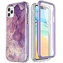 Esdot Compatible with iPhone 11 Pro Max Case with Built-in Screen Protector,with Fashionable Designs for Women Girls,Protective Phone Case for Apple iPhone 11 Pro Max 6.5" Glitter Purple Marble