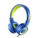 Kids Headphones with Microphone  K12 Stereo 5ft Long Cord with Blue Lime