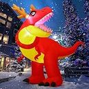 COMIN 6 FT Christmas Inflatables Outdoor Decorations Blow Up Antlers Dinosaur Inflatable with Built-in LEDs for Christmas Indoor Outdoor Yard Lawn Garden Decorations
