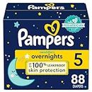 Pampers Swaddlers Overnights Diapers - Size 5, 88 Count, Disposable Baby Diapers, Night Time Skin Protection