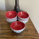 Pier 1 Imports Red White Fluted Small Condiment Dipping Sauce Bowl New Set Of 7
