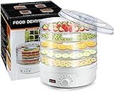 Electric Food Dehydrator Machine Professional Multi-Tier Kitchen Food Appliances Meat or Beef Jerky Maker Fruits and Vegetable Dryer with 5 Stackable Trays High-Heat Circulations