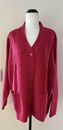 NWT Victoria Hill Peony Pink Cable Knit Button Up Cardigan With Pockets Size L