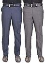 AD & AV Men's Regular Fit Poly Cotton Trousers (COMBO_GD_BLUE_GREY_GG28_Silver_28)