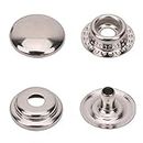 Trimming Shop 12mm Press Studs 4 Part, Snap Fasteners No-Sew Metal Snap Buttons for Sewing, Repair Clothing, DIY Leathercrafts, Jackets, Handbags, Purses, Silver, 10pcs Set