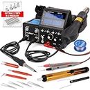 HORUSDY 3in1 Soldering Station Set, Hot Air Rework Station and Power Supply 0~2A, 0-15V with Output and Test Modes, Digital Display Sleep Function with Spare Tips & Nozzles, Solder, Twizzers, Sucker