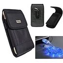 Galaxy S7 Active S6 Active S5 Active Duty Nylon Canvas Pouch Holster Metal Belt Clip+Hook+LED Charging Cable Micro USB[Fits with OTTERBOX Defender Commuter Symmetry/Hybrid case](Nylon+LED Cable)
