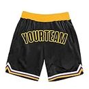 Custom Basketball Shorts Personalize Team Training Shorts Stitched Printed Name Number Gym Workout Shorts for Men Women Youth, Black Yellow, One Size-4X-Large
