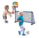 xwin sportseries 2 in 1 Football Goal Basketball Stand for Children, Sports Equipment with Net, Ball and Pump, Kids Soccer Goal with Basketball Hoop for Boys and Girls Outdoor Indoor Activities Toy