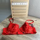 Adore Me Women’s 34B Red Lace Up Bra New with Tags