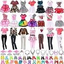 28 PCS Doll Clothes and Accessories Set, 3 Dresses 3 Fashion Clothes 10 Shoes 12 Jewelry Accessories, Fashion Outfits Girls Birthday Gifts Compatible with 11.5 Inch Barbie Dolls(Random Style)