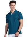 Lux Cozi Men's Pack of 1 Emerald Regular Fit Polo Neck Half Sleeve Solid Casual T-Shirt (Size : Medium)